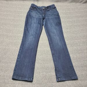 Lee Womens Jeans 8 Straight Leg Mid Rise Regular Fit Blue Denim Pants Stretch